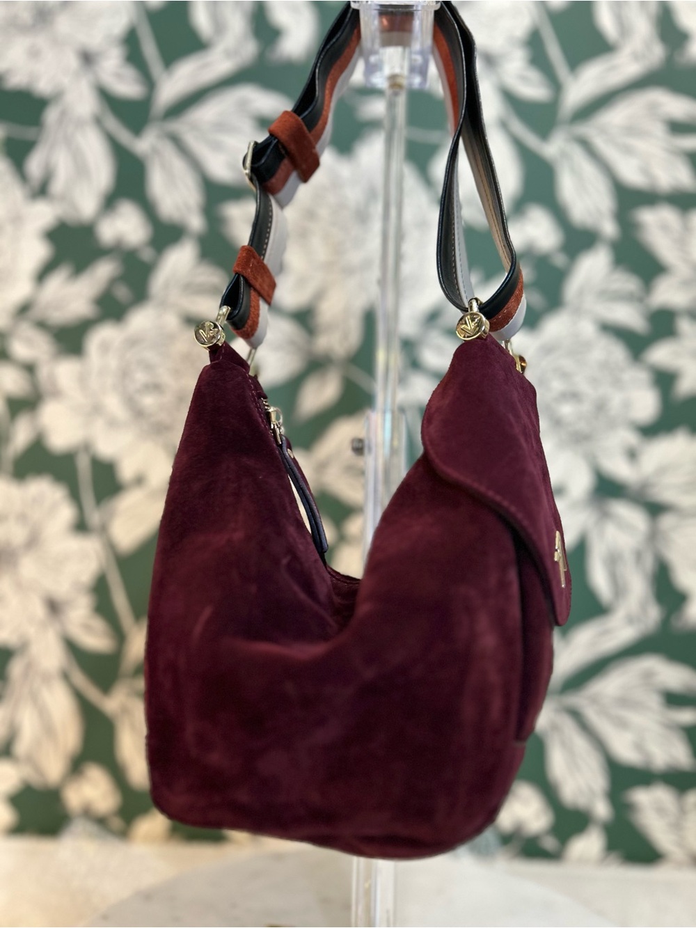 Manu Atelier Shoulder Hobo Bag in Deep Burgundy